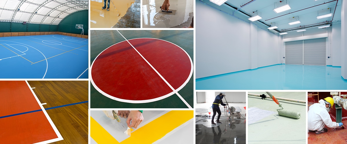 Flornex พื้นโรงงาน Epoxy Pu กันซึมดาดฟ้า พื้นสนามกีฬา